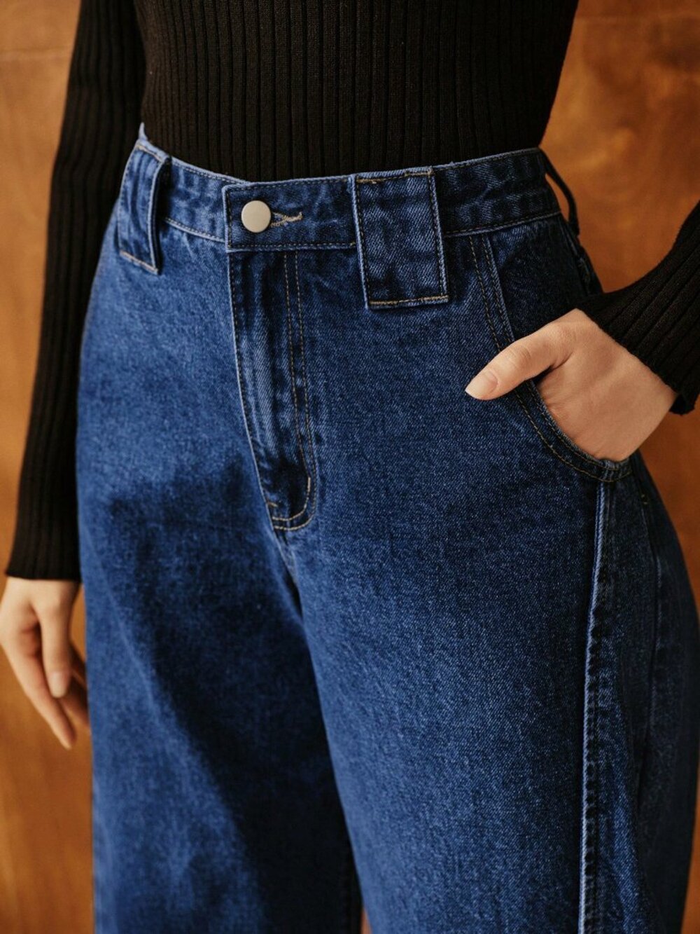Blue Casual Women's Loose Baggy Mid Waist Long Tapered Carrot Pants - Picture 2 of 7